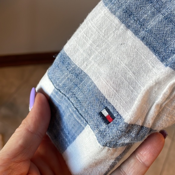 Tommy Hilfiger women’s contrast bold stripe button down shirt cotton classic Lrg - Picture 8 of 12